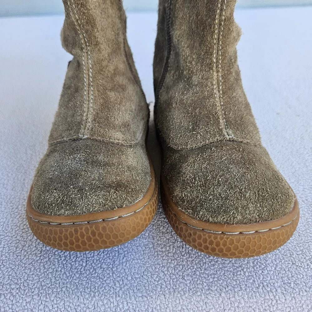 Livie & Luca Tiempo Taupe Classic Suede Brown Leather Riding Boot Girl SZ 8